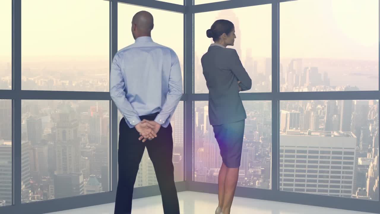 la imagen digital de la gente de negocios está mirando hacia otro lado