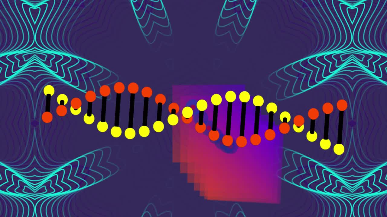 모양 위에 있는 dna 가닥의 애니메이션