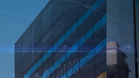 animation of numbers changing and data processing over cityscape