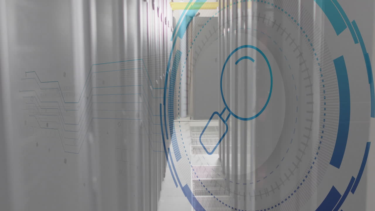 animación del bucle de ampliación y procesamiento digital de datos a través de servidores informáticos