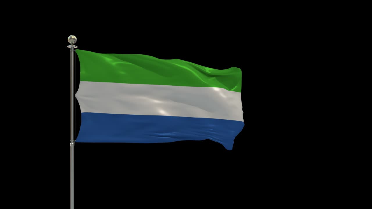 Sierra Leone Various Of Flags Waving National Flag On Pole, Table Flag