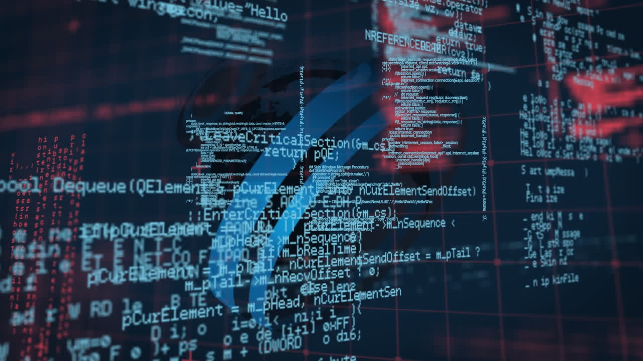 Animation of data processing and globe over gird