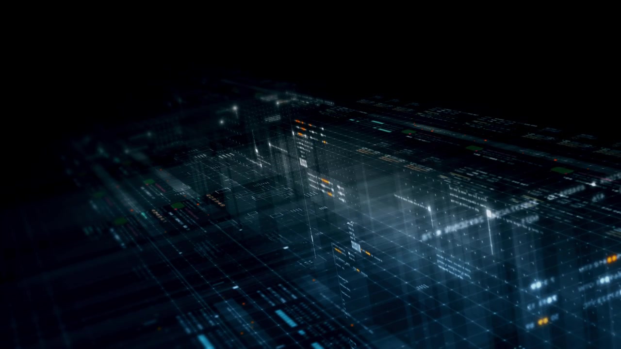 Futuristic network simulation blending AI, quantum physics, and deep learning, with a particle matrix analyzing data in a sleek, HUD-style interface
