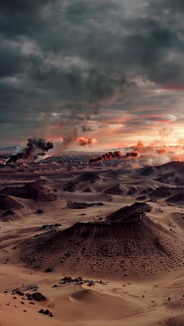 ciudad desolada del desierto bajo ataque