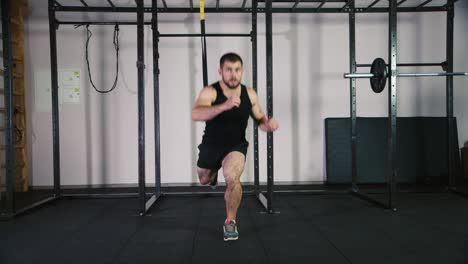 athlete does exercises in the gym