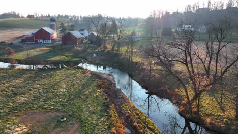 aerial of family farm in usa