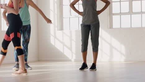 dance-class-young-caucasian-woman-waiting-for-friends-ready-for-early-morning-training-practice-in-studio-at-sunrise