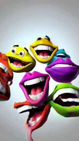 vibrant and exaggerated cartoon mouths and smiles