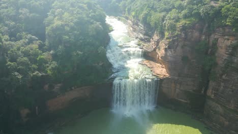waterfall rajdari devdari and latif shah dam and chandraprabha lake aerial view