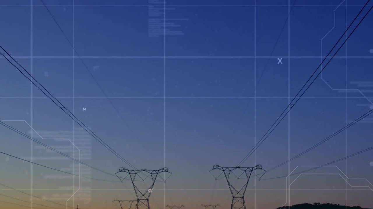 códigos de programas y torres de líneas eléctricas