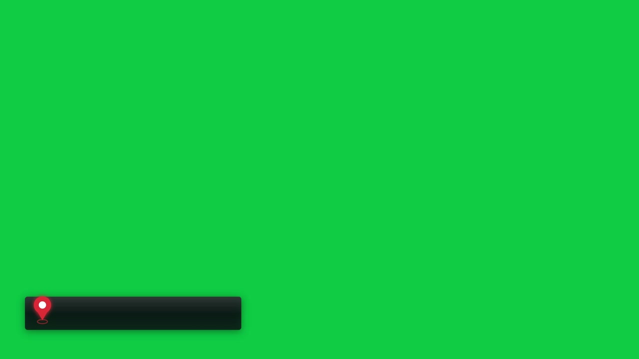 Grafica terzo inferiore per la posizione con icona a spillo rosso della mappa su sfondo green screen