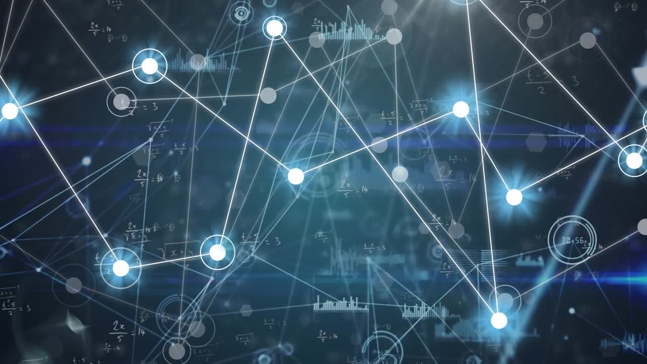 Animation af netværk af forbindelser og databehandling