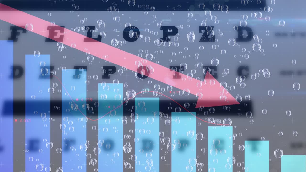 Animation of statistics and data processing on grey background