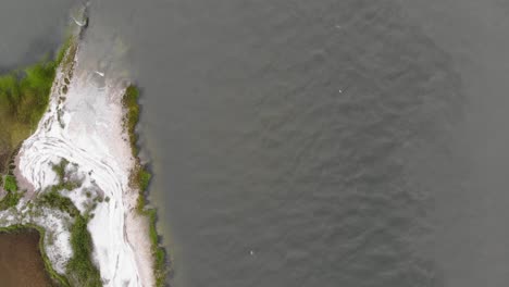 Arena-Blanca-Playa-Línea-Costera-Pantano-óceano-Río-Olas-Isla-Tybee-Georgia-Aéreo-Zumbido