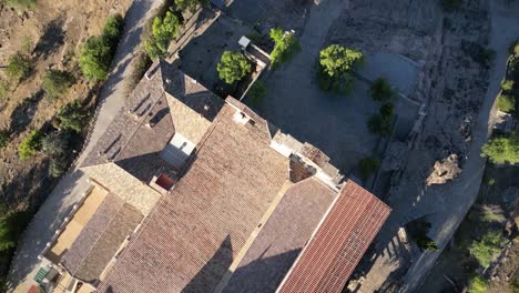 andalusian mountains to spanish church of our lady of cabeza aerial camera angle change