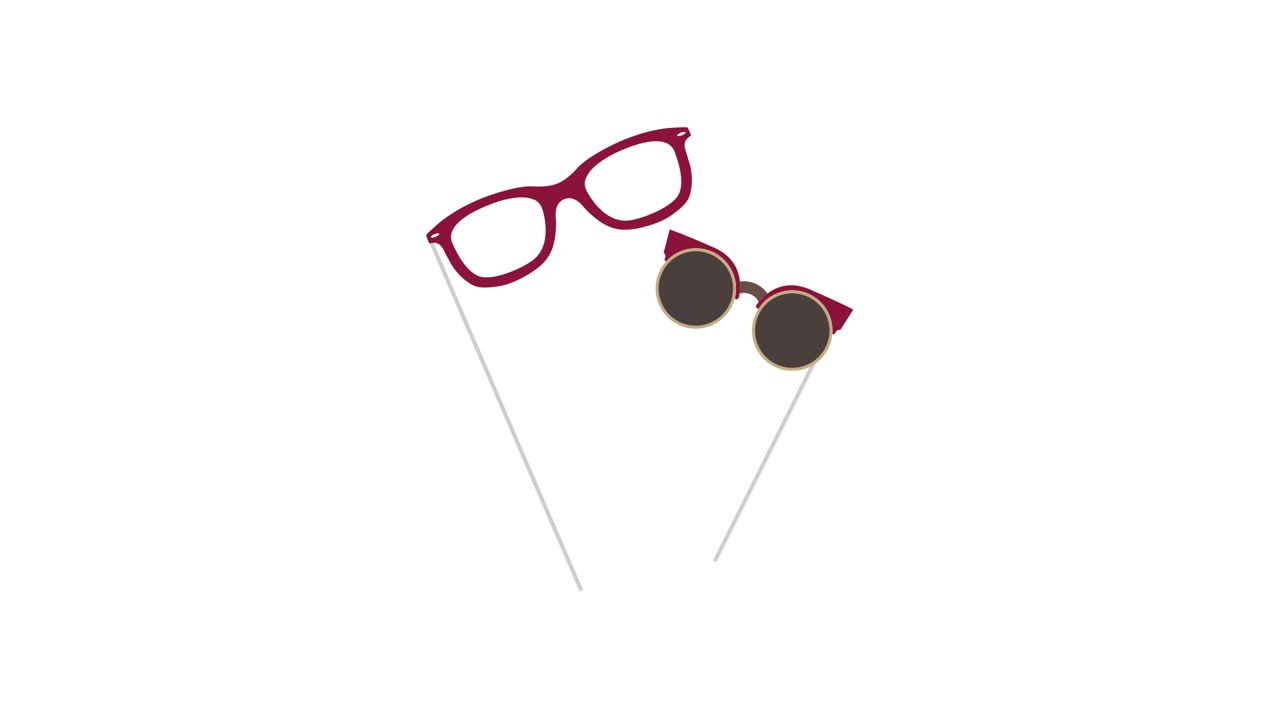 Animated Photo Booth Props with Eyeglasses and Sunglasses