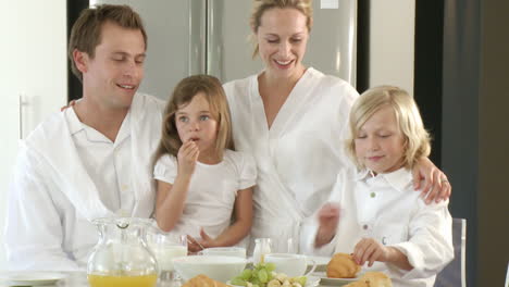 family having breakfast