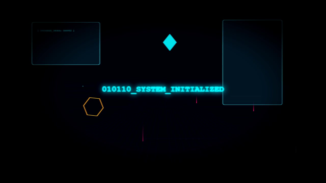 Futuristic Digital Interface Displaying System Initialized Text