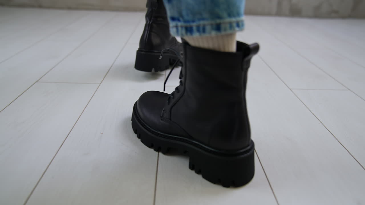 Black Leather Ankle Boots with Jeans