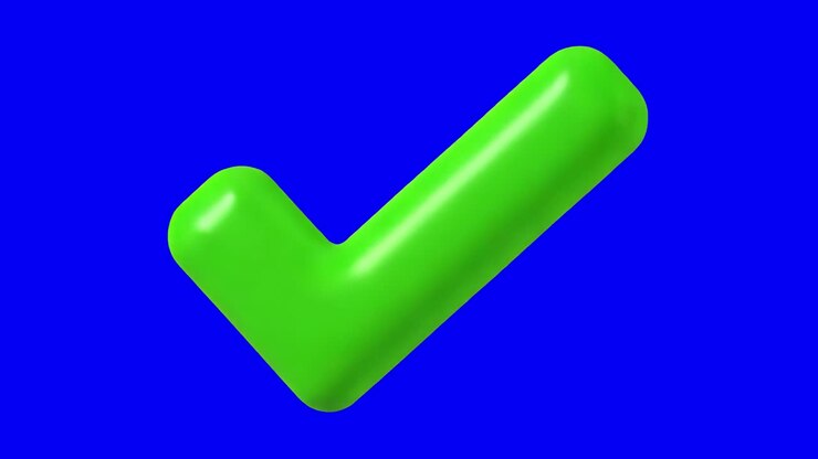 3d green check mark animation, transparent 4K video, green screen