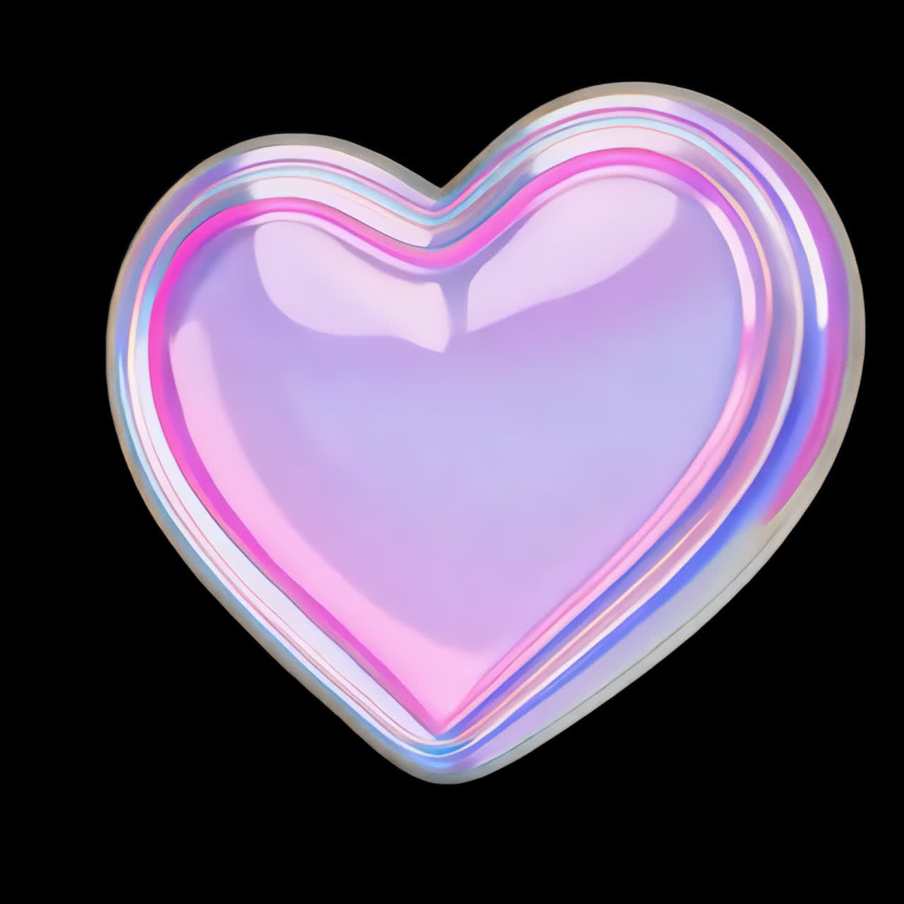 Colorful iridescent heart design animation isolated asset, transparent 4K video, alpha channel