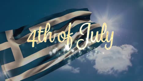 Animation-of-red-shapes-over-4th-of-july-and-flag-of-greece