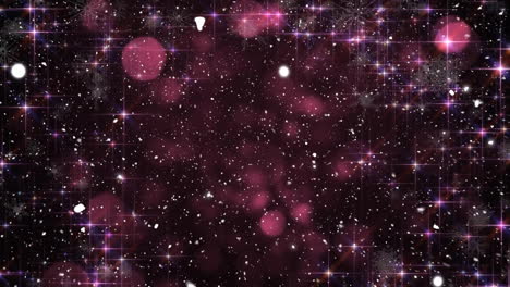 animation of snow falling over light spots on black background
