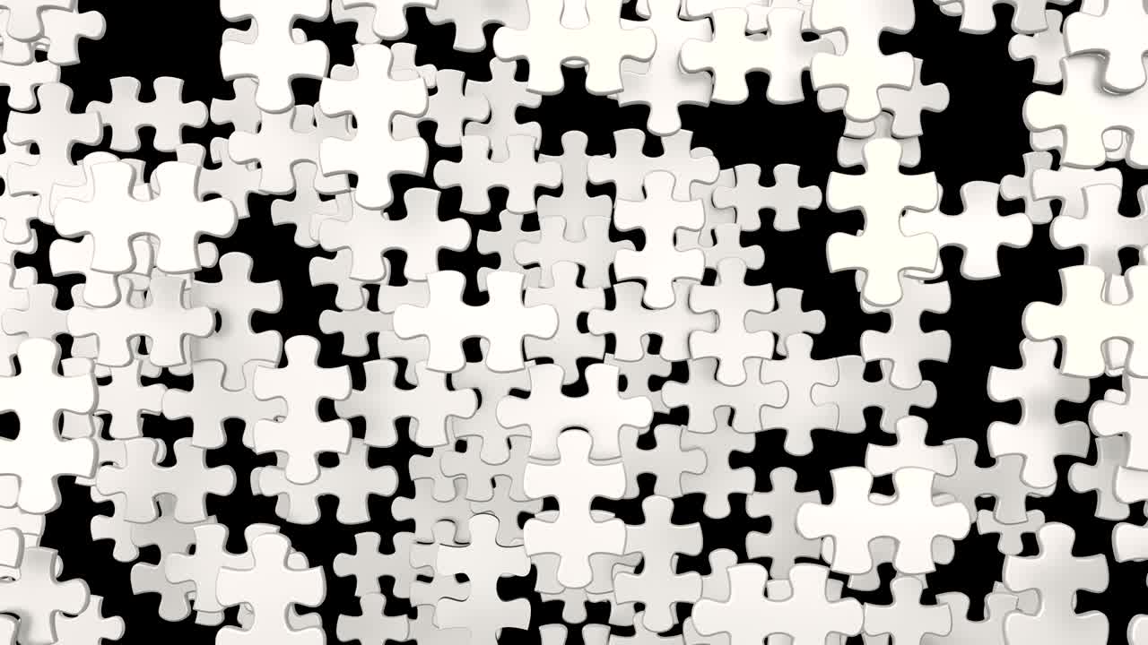 카메라를 향해 날아다니는 퍼즐 조각.