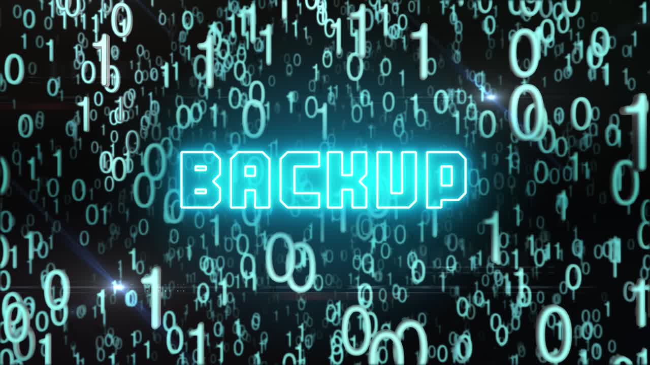 concepto de copia de seguridad azulado con código digital