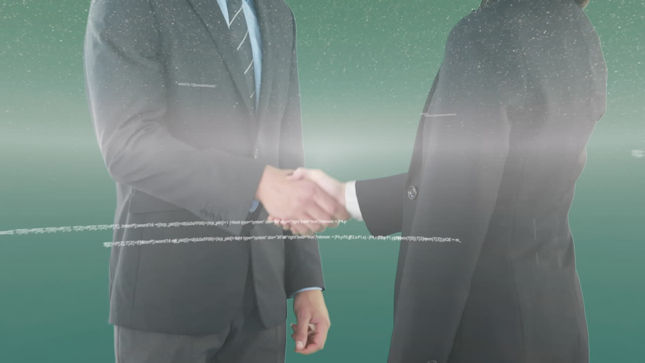 통계의 애니메이션과 데이터 처리가 사업가의 손짓을 통해