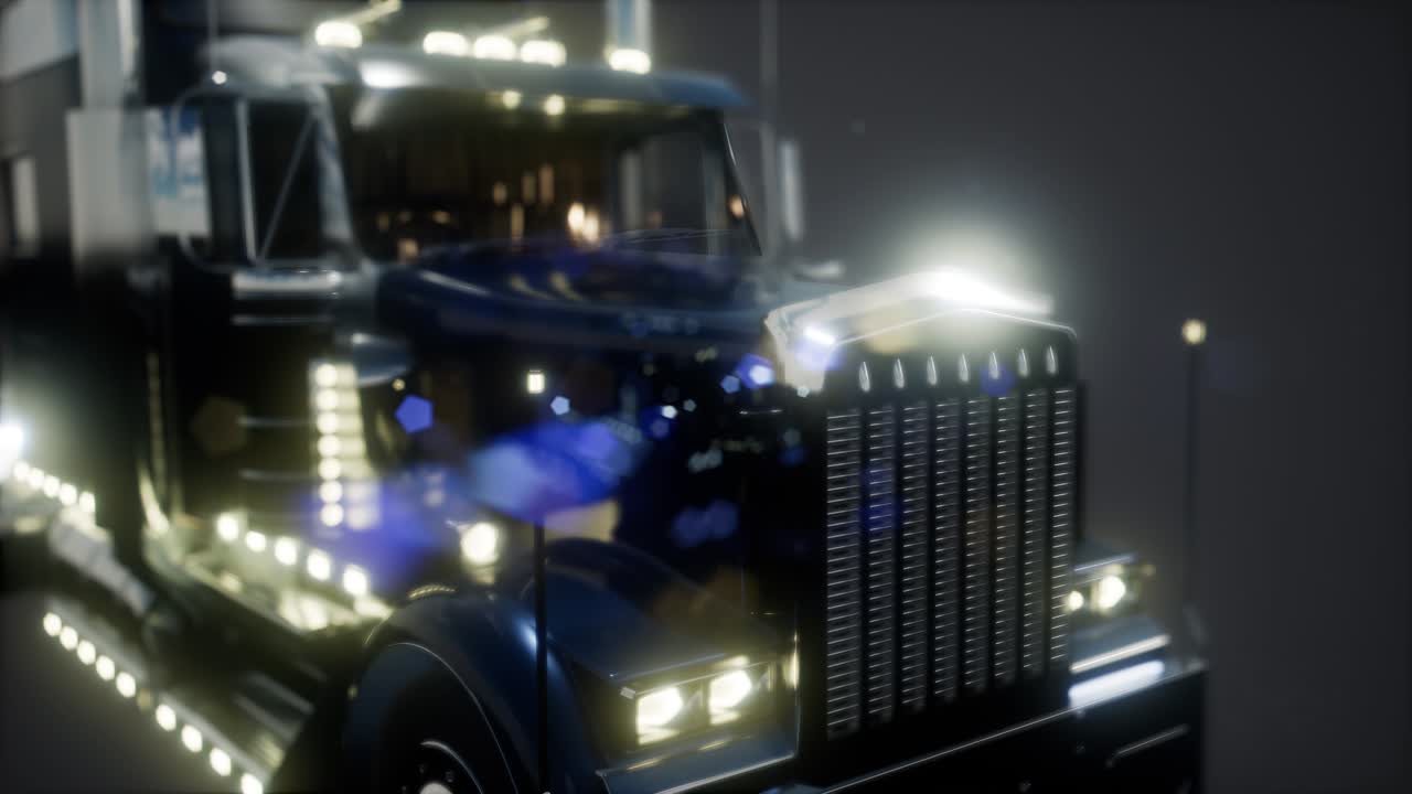 스튜디오에서 밝은 미국 트럭 트랙