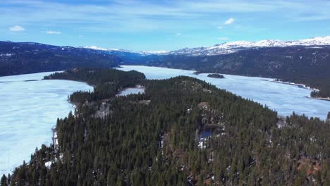 lily marsh trailhead and narrows overlook surrounded by frozen lake in winter in mccall, idaho