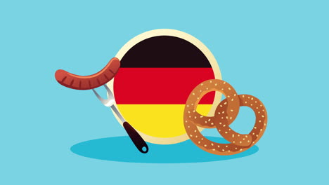 oktoberfest celebration animation with food and germany flag