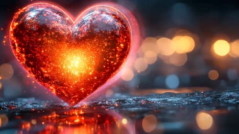 a heart with a bright red glow is surrounded by a blurry background. the heart is surrounded by a glowing light, which gives it a sense of warmth and love. the blurry background adds a dreamy