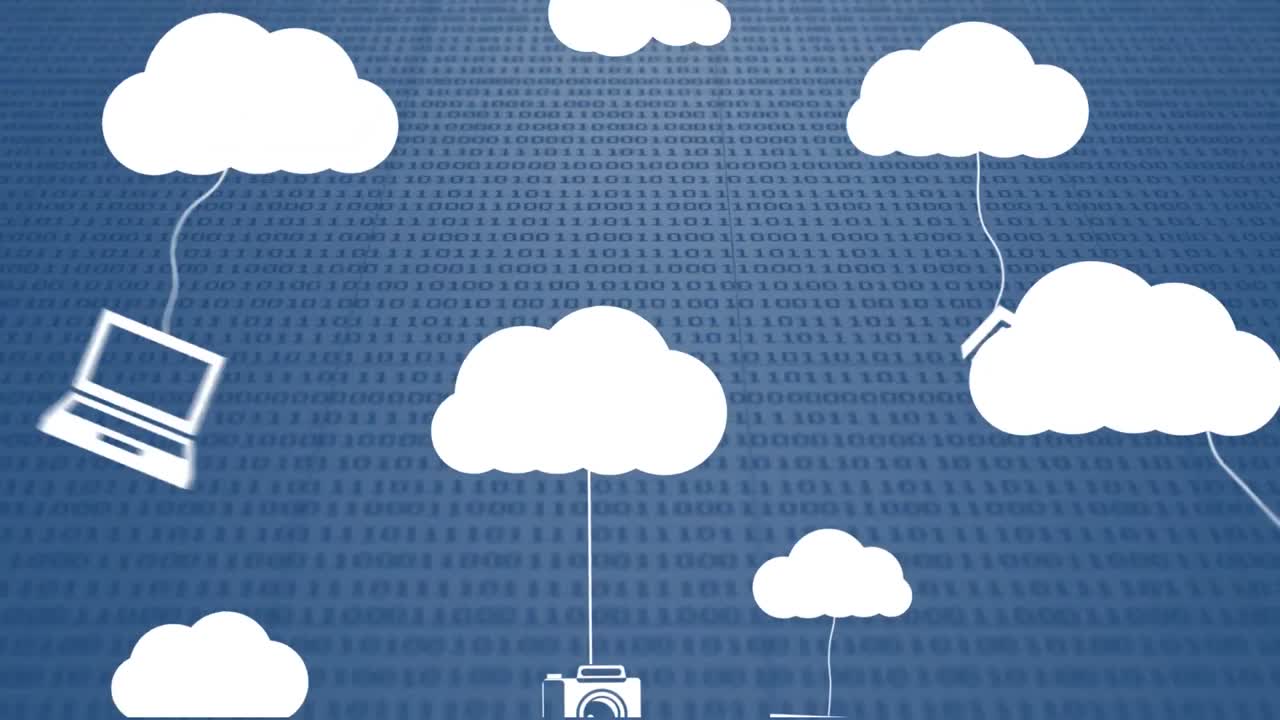 데이터 처리에 대한 아이콘으로 디지털 클라우드의 애니메이션