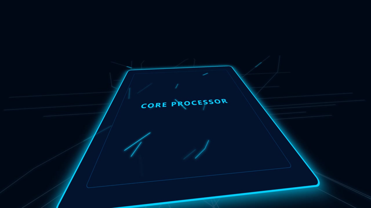 Digital Core Processor Concept with Glowing Circuitry Animation