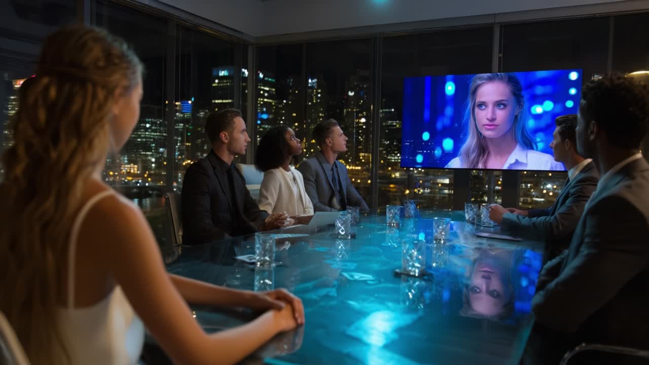 reunión de negocios por la noche