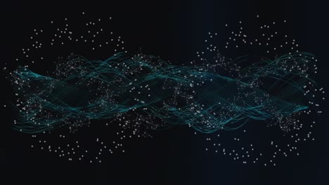 animación de partículas que forman un círculo sobre la molécula de adn contra un fondo negro