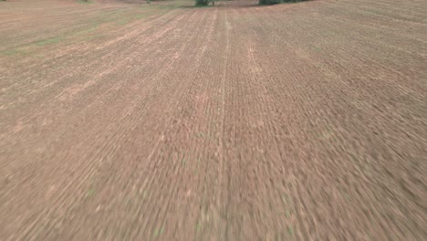 a barren plowed field with no vegetation to prevent erosion