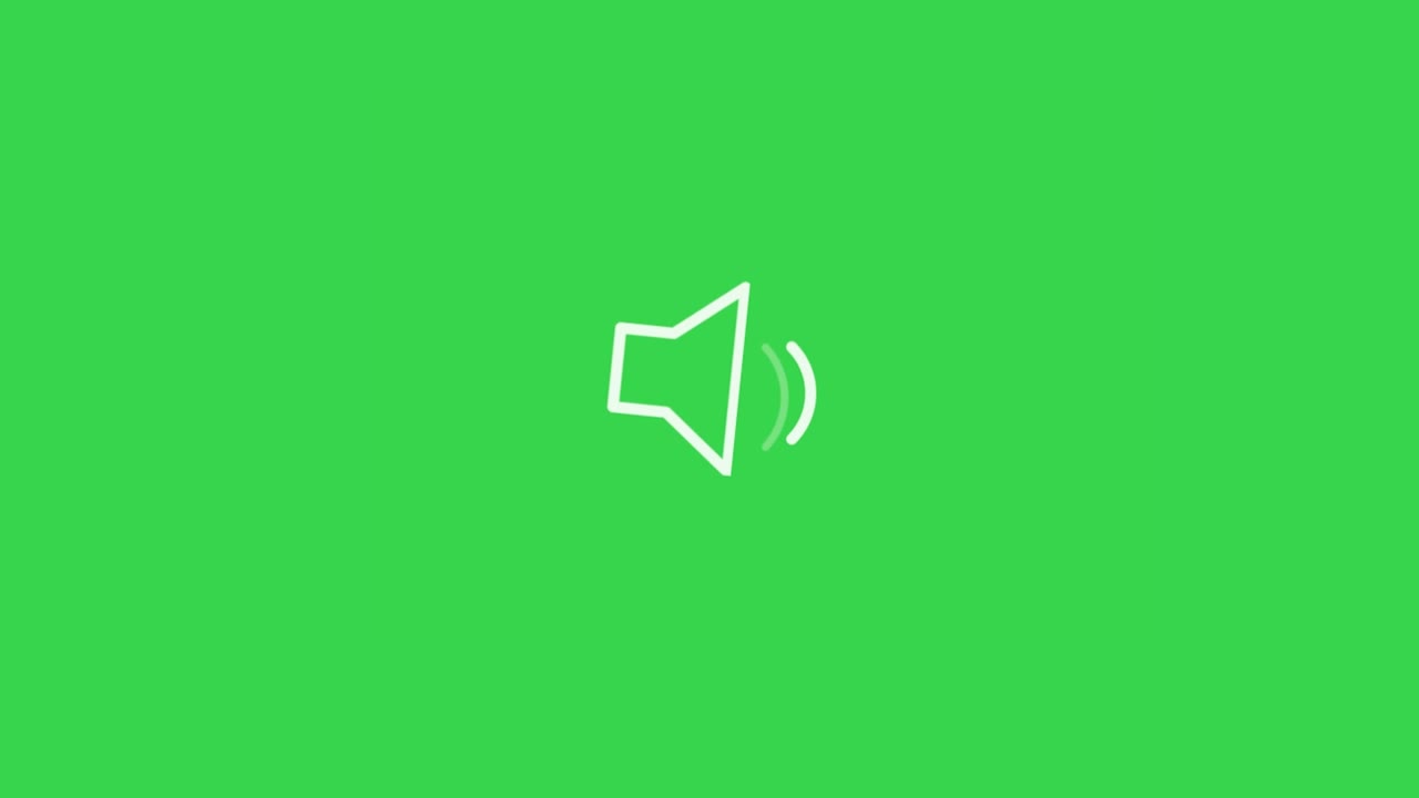 Sound Audio Speaker Icon Animation on Green Background.