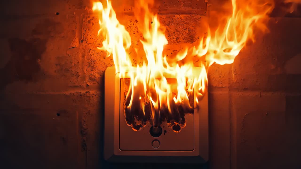 un fuego está ardiendo en una pared de ladrillo