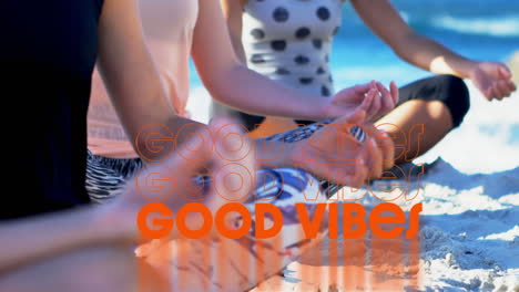 animation von textvibrationen über menschen am meer