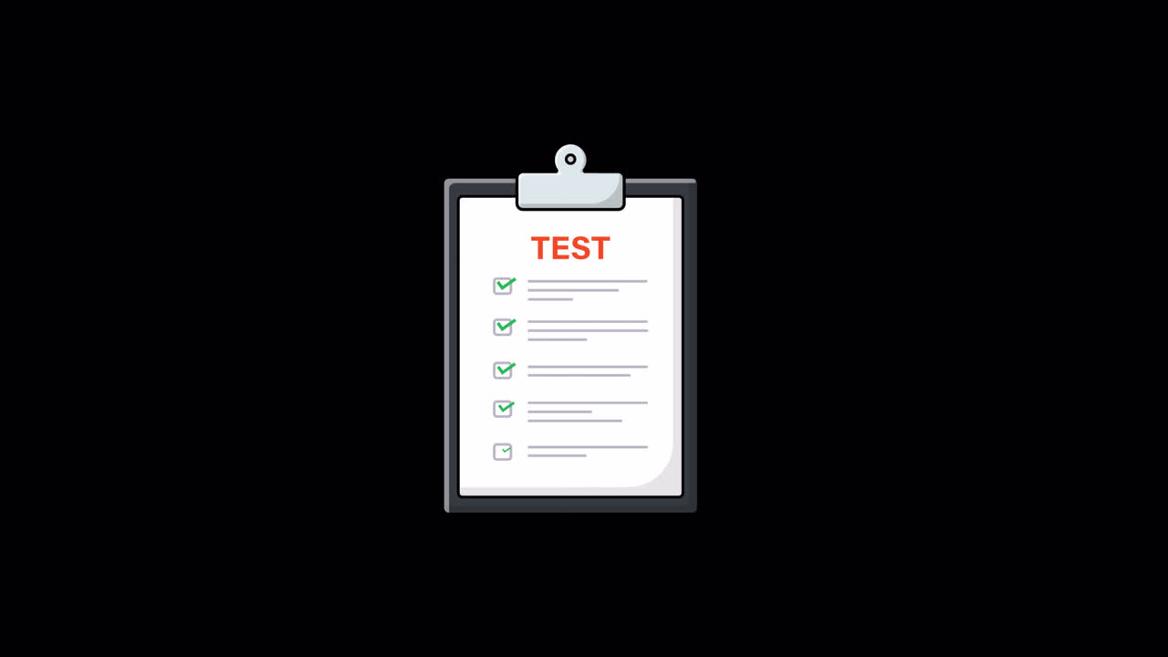Animated Checklist on Clipboard with Test Title