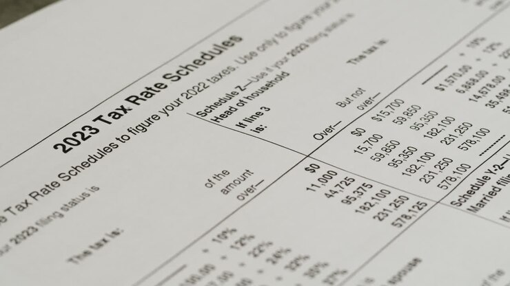 Close-Up of 2023 Tax Rate Schedules Document