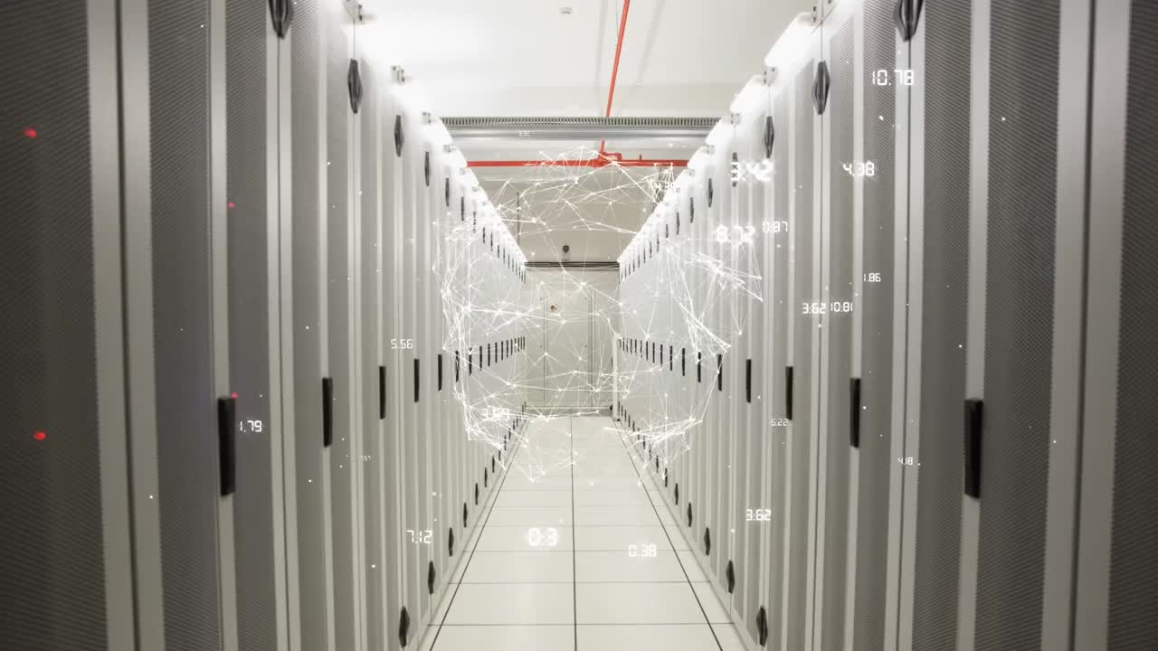 animación del globo y procesamiento de datos sobre la sala del servidor