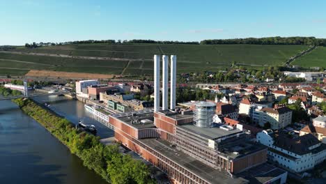 Wuzburg-,Germany-thermal-power-station-overhead-overhead-drone-view-from-air