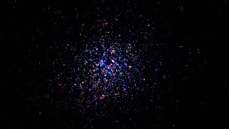 volando a través de campos estelares en el espacio exterior. 4k bucle 3d volando a lo largo de la nebulosa en algún lugar en el espacio profundo. muchas estrellas parpadeantes en la animación de la vía láctea. partículas estelares mágicas parpadeando brillando volando.