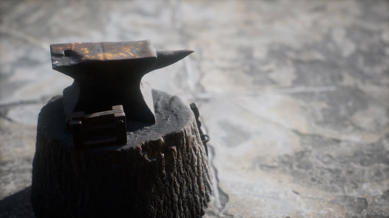 Old anvil attached to a stump