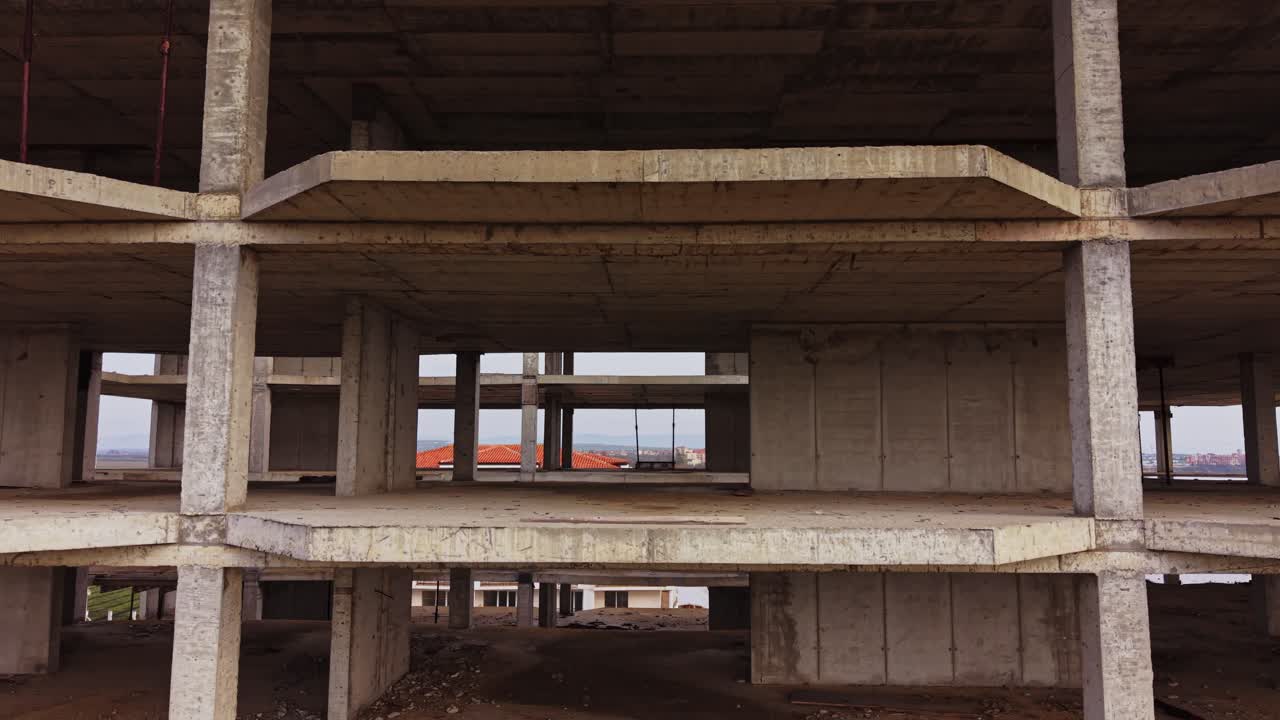 Aerial view of abstract concrete structure and design