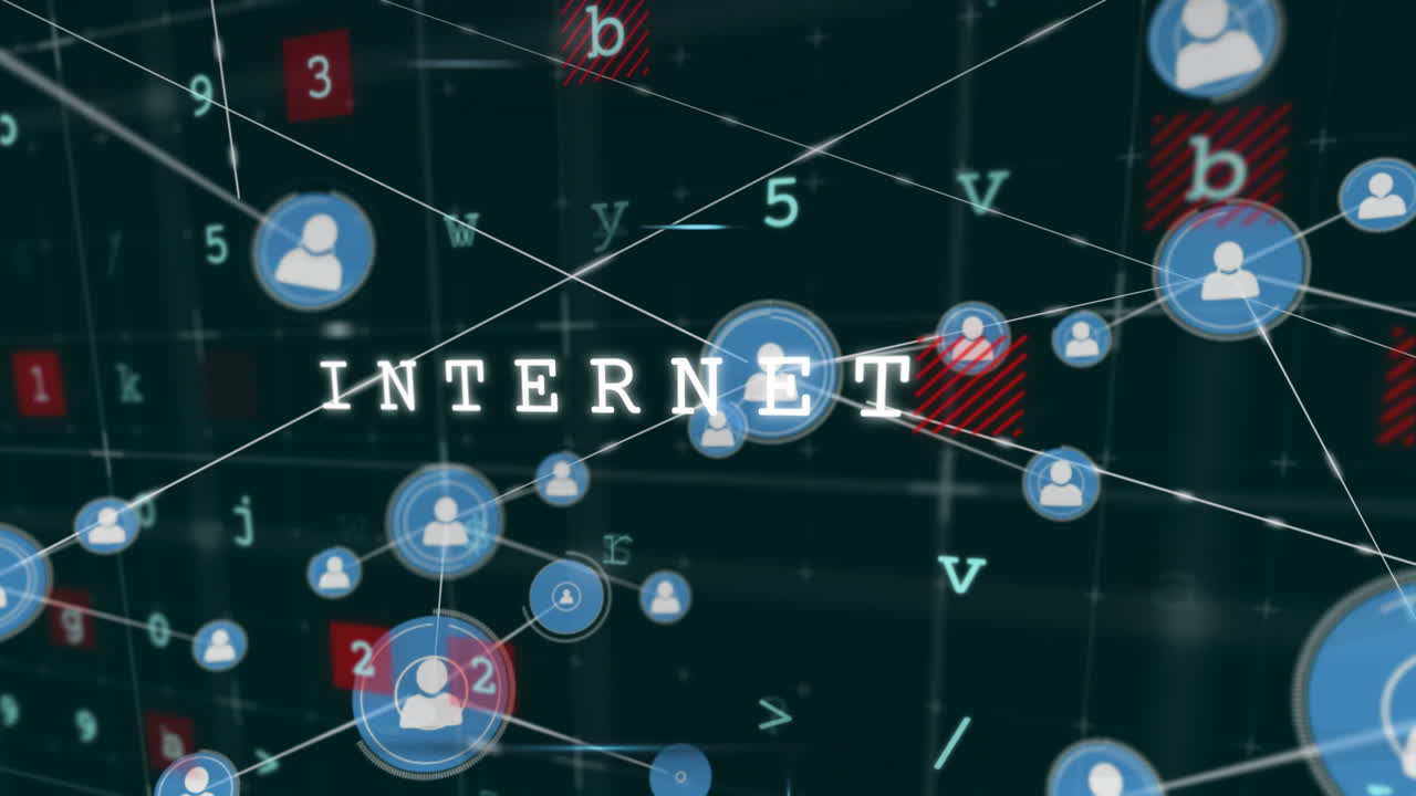 검은 바탕에 사이버 공격 텍스트와 연결 네트워크의 애니메이션